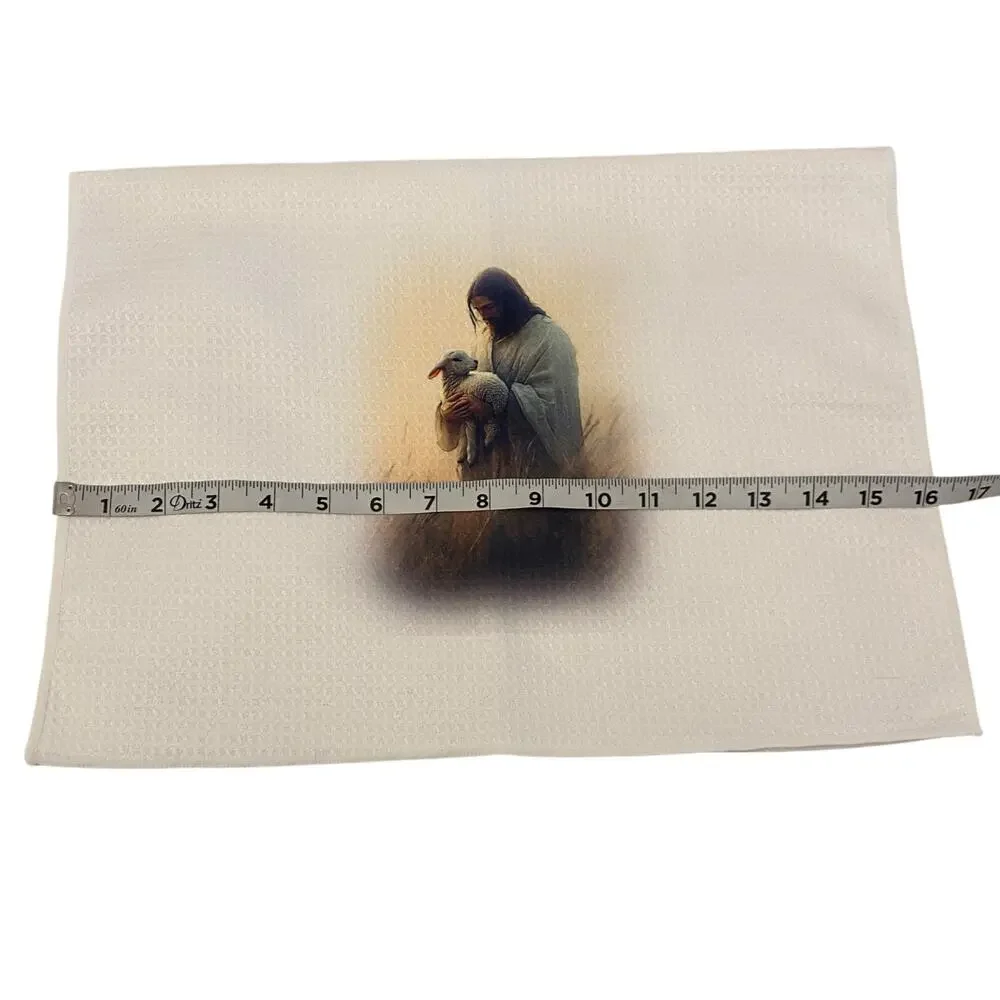 NWT Christian Faith Based Kitchen Towel / Jesus & Lamb Decorative Hand Towel